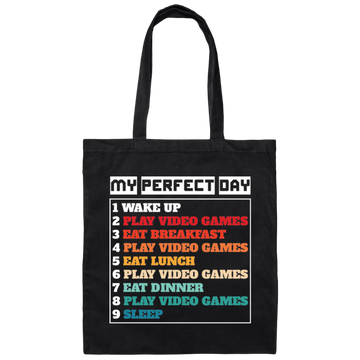 My Perfect Day Is With Play Video Games, Gamer Retro Canvas Tote Bag