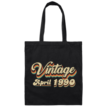 Birthday Gift Vintage April 1990 Canvas Tote Bag