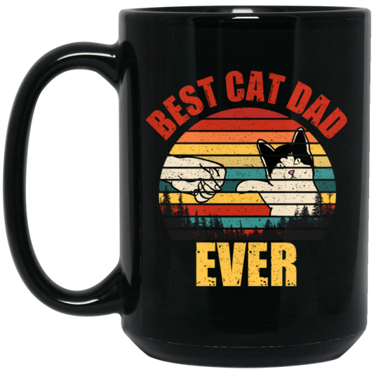 Best Cat Dad Ever, Daddy Kitten, Meow Gift, Cute Cat, Retro Cat Black Mug