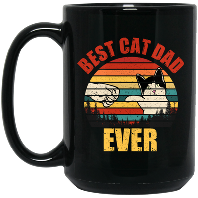 Best Cat Dad Ever, Daddy Kitten, Meow Gift, Cute Cat, Retro Cat Black Mug