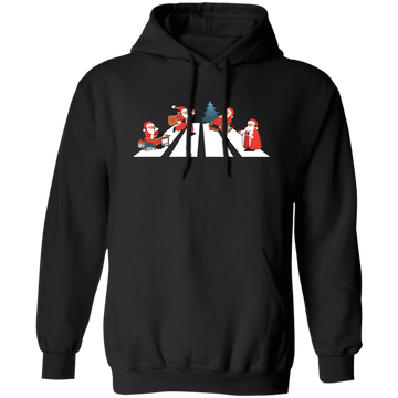 Santa Xmas, Santa Cross The Road, Cross On A Street Christmas Pullover Hoodie