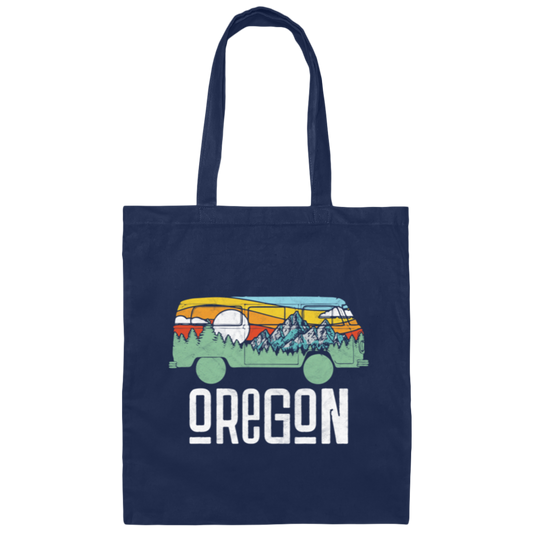 Oregon Love Gift, Outdoor Hippie, Van Nature Retro, National Park Canvas Tote Bag