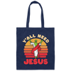 Y'all Need Jesus, Retro Jesus, Alien Jesus, Retro Alien Canvas Tote Bag