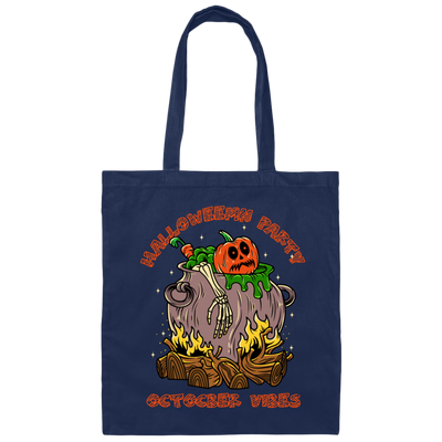 October Vibes, Halloween Party, Horror Party, Horror Pumpkin Canvas Tote Bag