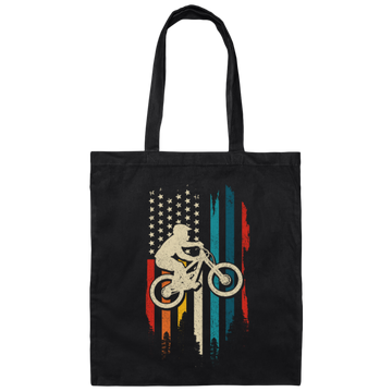 Mountain Bike, American Flag Vintage, Retro Style, Love Bikes, Best Bike Canvas Tote Bag