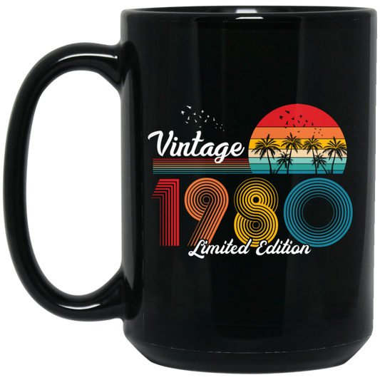 Vintage 1980, 1980 Birthday, 1980 Limited Edition, 1980 Retro Black Mug