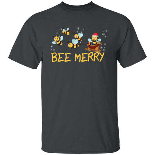 Bee Merry, Cute Bee, Funny Bee, Bee Christmas, Merry Christmas, Trendy Christmas Unisex T-Shirt