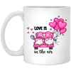 Love Is In The Air, Lovely Gnome, Couple Gnome, Pink Balloons, Valentine's Day, Trendy Valentine White Mug