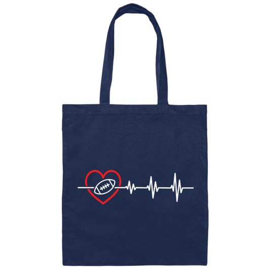 Football Lover, Best American Football, USA Football Heartbeat, Love Sport In Heart Canvas Tote Bag