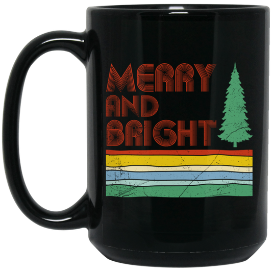 Merry And Bright, Retro Christmas, Love Christmas, Merry Christmas, Trendy Christmas Black Mug