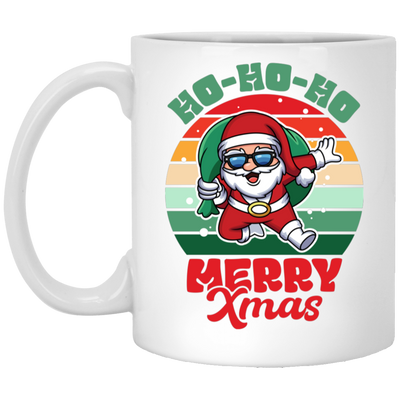 Ho Ho Ho Merry Xmas, Retro Christmas, Funny Santa, Merry Christmas, Trendy Christmas White Mug