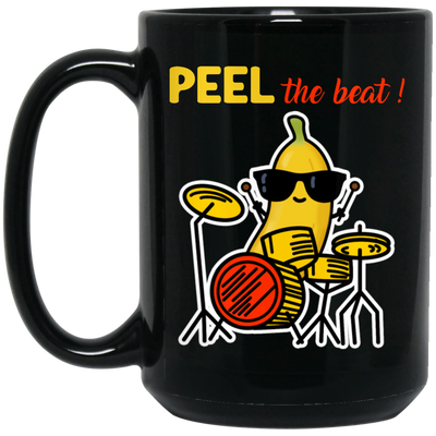 Love Cute Banana, Peel The Beat Cute Banana Drummer Black Mug