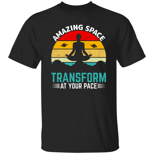 Amazing Space Transform At Your Pace, Retro Yoga Unisex T-Shirt