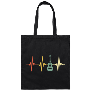Vintage Guitar Heartbeat Gift For Guitar Musician Canvas Tote Bag