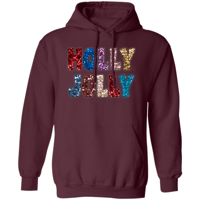 Holly Jolly, Sequin Holly Jolly, Blink Glitter Christmas, Merry Christmas, Trendy Christmas Pullover Hoodie