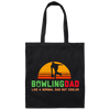 Bowling Dad, Retro Cool Bowler Gift, Bowling Canvas Tote Bag