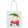 Baby Car Watercolor, Car Bring Xmas Tree, Cute Xmas Car, Merry Christmas, Trendy Chrismas Canvas Tote Bag