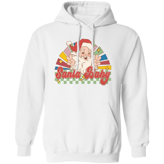 Santa Baby, Santa Claus, Merry Christmas, Groovy Christmas Pullover Hoodie