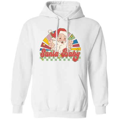 Santa Baby, Santa Claus, Merry Christmas, Groovy Christmas Pullover Hoodie