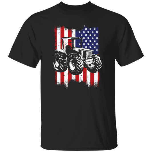 Farm Tractor Usa Flag, Patriotic Vintage Unisex T-Shirt