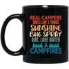 Campers Gift, Real Campers, Smell Like 5 Things, Retro Camping Quote Black Mug