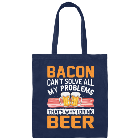 Funny Love Bacon Beer Lover My Love Canvas Tote Bag