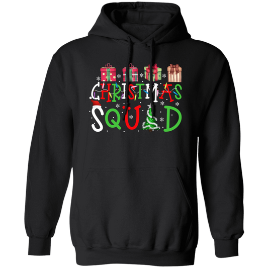 Christmas Squad, Christmas Gift Box, Xmas Light With Gift Box, Merry Christmas, Trendy Christmas Pullover Hoodie