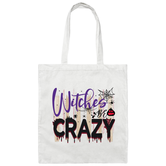 Witches Be Crazy, Crazy Witches, Horror Spiderweb Canvas Tote Bag