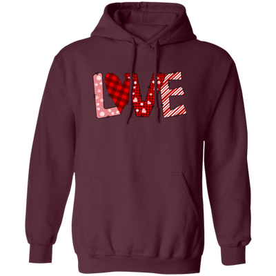 Love Text, Heart Pattern, Groovy Love, Valentine Gift, Valentine's Day, Trendy Valentine Pullover Hoodie