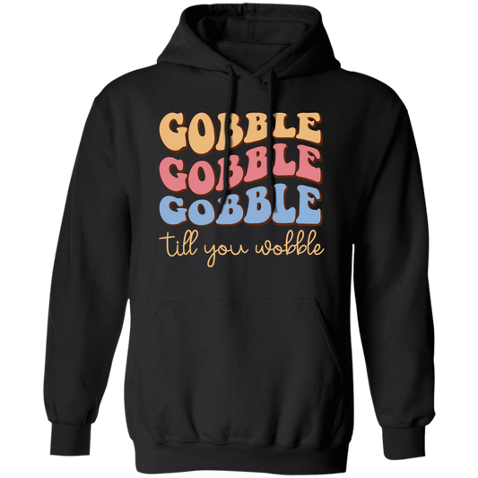 Gobble Till You Wobble, Turkey_s Day, Groovy Turkey Pullover Hoodie