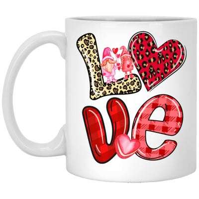 Love Gnome, My Love, Valentine Pattern, Leopard Love, Valentine's Day, Trendy Valentine White Mug