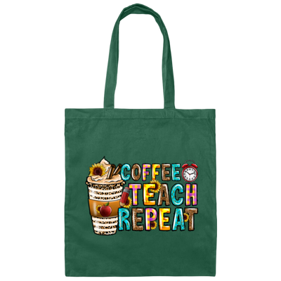 Love Coffee My Life Coffee Teach Repeat Canvas Tote Bag