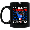 All American Gamer, America Gaming, American Flag Black Mug