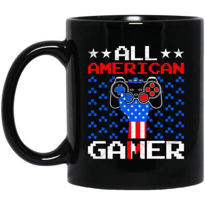 All American Gamer, America Gaming, American Flag Black Mug