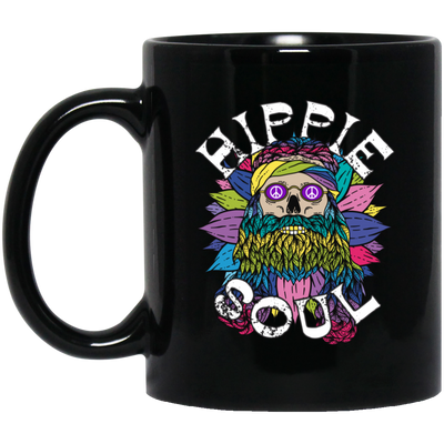 Hippie Soul, Cool Soul, Cool Skull, Hippie Style Black Mug