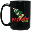 Merry Grinchmas, Merry Christmas, Grinch With Xmas Tree Black Mug