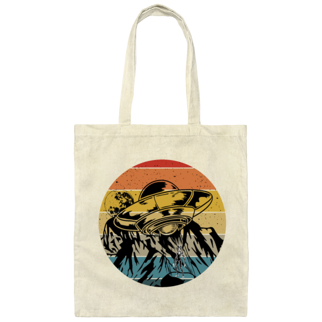 Outerspace Lover, I Want To Believe UFO, Believe In Other Space Retro Canvas Tote Bag