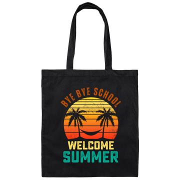 Bye Bye School, Cute Student, Retro Bye Bye School, Welcome Summer Canvas Tote Bag