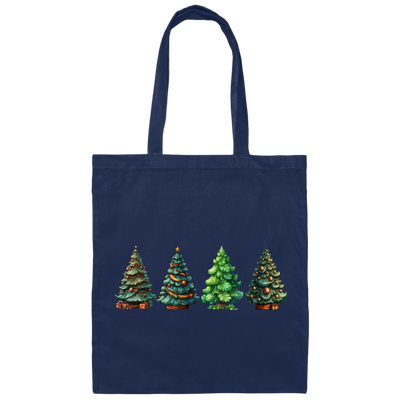 Xmas Tree, Set Of Christmas Trees, Four Xmas Trees, Merry Christmas, Trendy Chrismas Canvas Tote Bag