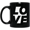 Couple Gift, Love Silhouette, Love Text, Valentine Love Black Mug