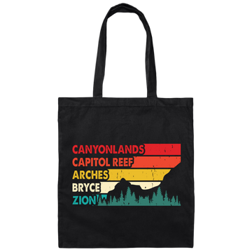 Canyonland, Capitol Reef, Arches, Bryce, Zion, National Park Canvas Tote Bag