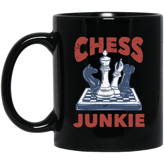 Chess Junkie, Chess, Chess Player, Chess Sport Black Mug