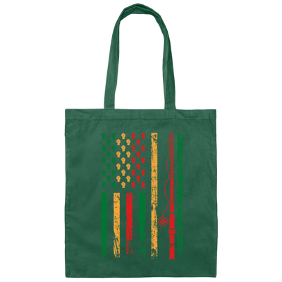 Fishing Rod, American Flag, Black Juneteenth, American Sport, Black History Canvas Tote Bag