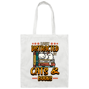 Funny Book Cat Reading Animal Student Literature Canvas Tote Bag