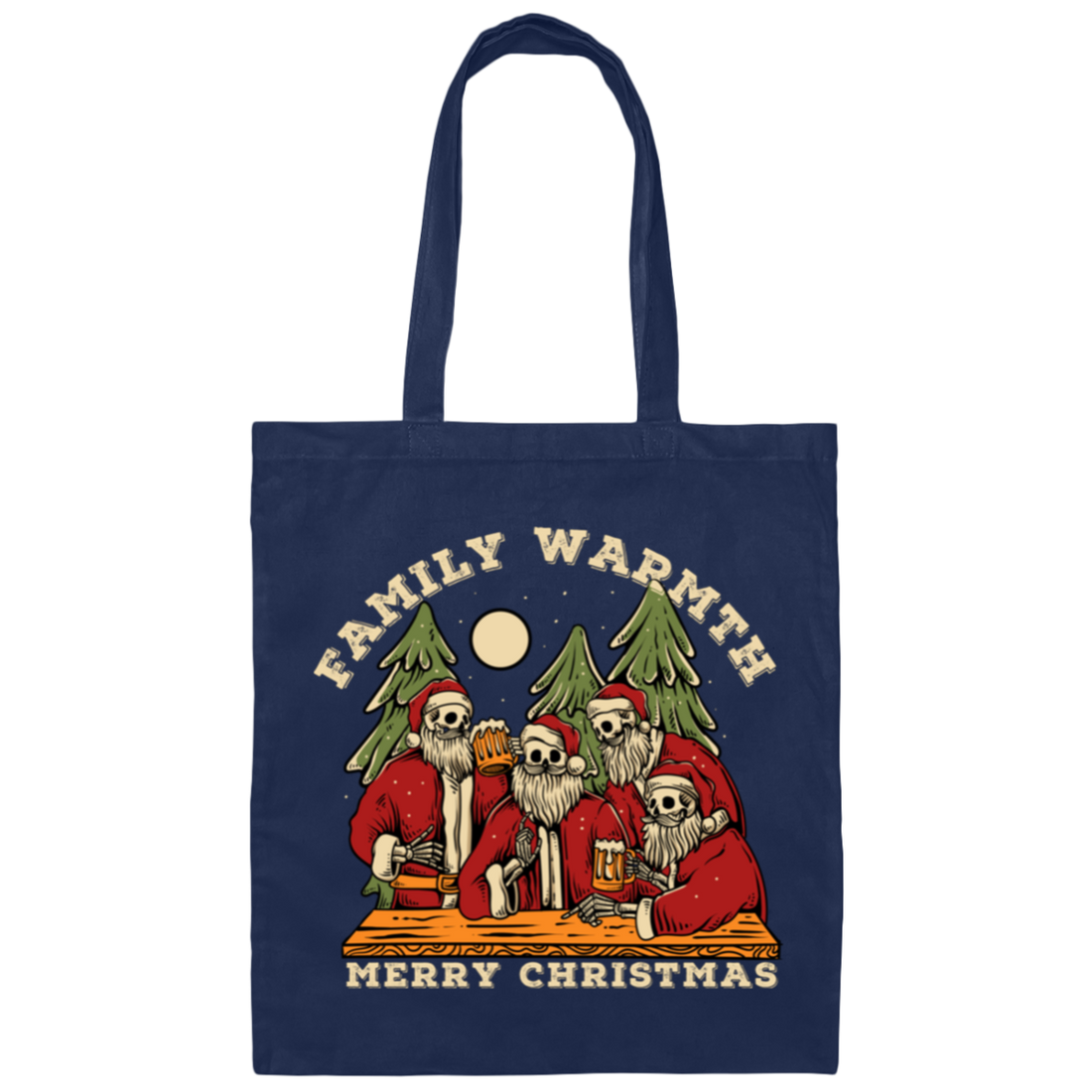 Family Wamth, Merry Christmas, Skeleton Santa Family Canvas Tote Bag