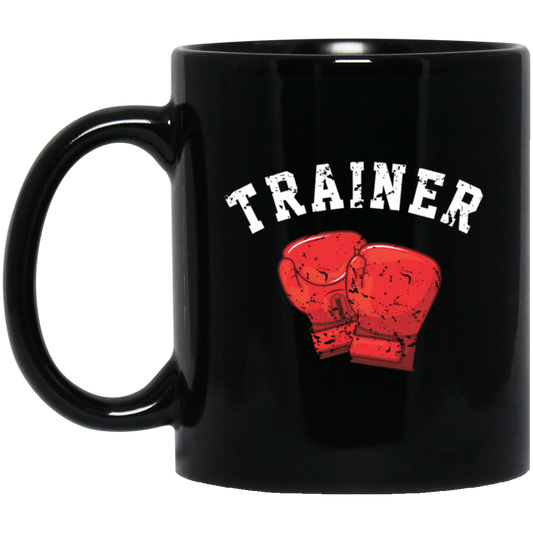 Boxing Love Gift, Trainer Boxer, Personal Coach, Box Training Black Mug