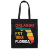 Orlando, Orlando Florida, Established 1858, Retro Orlando Canvas Tote Bag