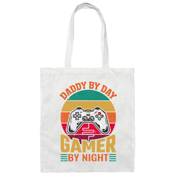 Daddy By Day Gamer By Night, Dad Gift Love Gaming Canvas Tote Bag
