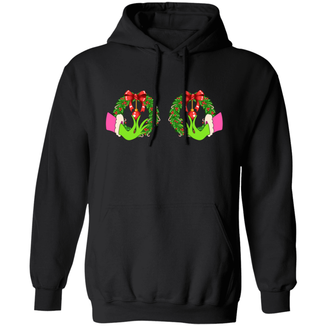 Funny Christmas, Grinch's Hands On The Boobs, Merry Titsmas, Merry Christmas, Trendy Chrismas Pullover Hoodie