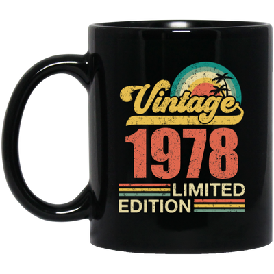 Hawaii 1978 Gift, Vintage 1978 Limited Gift, Retro 1978, Tropical Style Black Mug